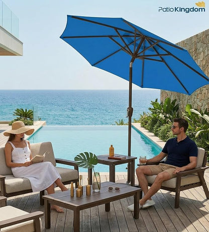 PatioKingdom 10FT Patio Umbrella with Push Button Tilt and Crank, Outdoor Market Umbrella with 8 Fiberglass Ribs, UV Protection Table Umbrella for Pool,Backyard,Garden,Deck