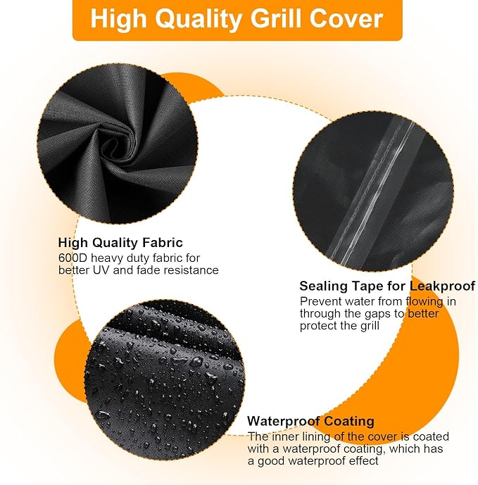 Demao Lightweight Grill Cover for Outdoor BBQ,Fits for Ninja Wood Fire Smoker Grill OG700 Series Portable Grills, Waterproof & Windproof with Elastic Hem, BBQ Grill Accessories for Ninja-Only Cover
