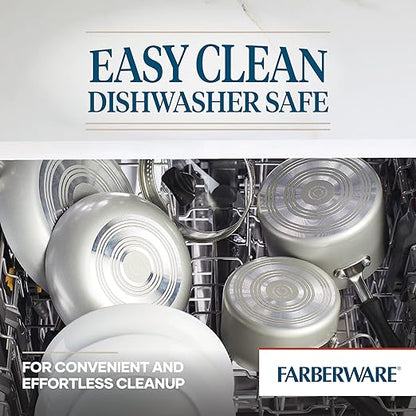 Farberware Cookstart DiamondMax Nonstick Jumbo Cooker with Lid and Helper Handle, Dishwasher Safe, 6 Quart - Silver