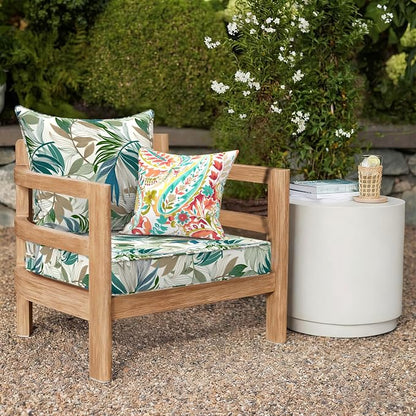 DYTXIII Outdoor Deep Seat Cushion Set, Water Repellent 24"x24" Patio Thick Cushions Replacement with Seat & Back Pillow for Patio Sofa, Wicker Chair, Couch - Lush Leaf Green