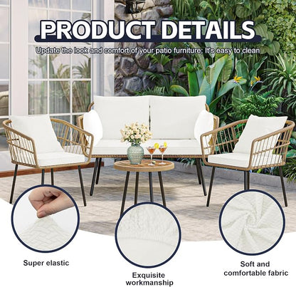 8Pcs Patio Cushion Covers, Outdoor Stretch Cushion Covers, Washable | Stretch Fit, Replacement, Washable and Reusable Furniture Protectors, Fits most patio furniture cushion covers, Cover Only