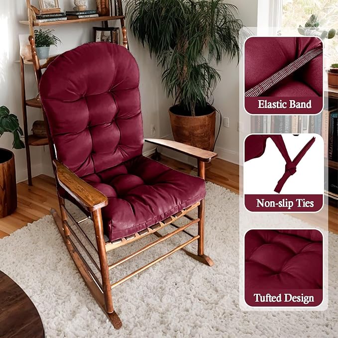 Adirondack Chair Cushion, Outdoor Patio Furniture Seat Pad, Waterproof | Waterproof cover with straps, PP cotton, high back thick seat pad for adirondack rocking chair indoor outdoor porch 44x19x4