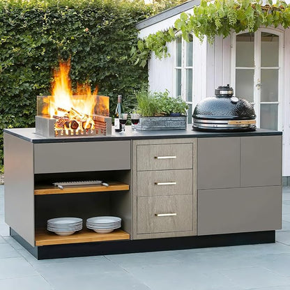 PeakPursuit Stainless Steel Outdoor Kitchen Triple Drawers - Heavy Duty with Handles, Weather-Resistant Flush Mount for BBQ Island, Patio Grill & Outdoor Cooking Space, 14" W x 20.3" D x 23" H