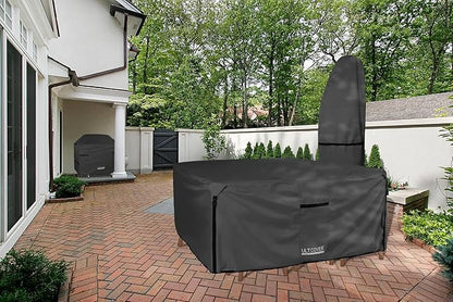 ULTCOVER 600D Tough Canvas Heavy Duty Square Patio Table and Chair Cover - Waterproof Outdoor General Purpose Furniture Covers 62 inch, Black