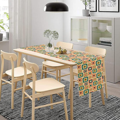Mid Century Table Runner，Aesthetic Mid Century Retro Decorative 50`s, 60's, 70's Style Vintage Moder for Kitchen Dining Modern Tables Decor 13x36Inch