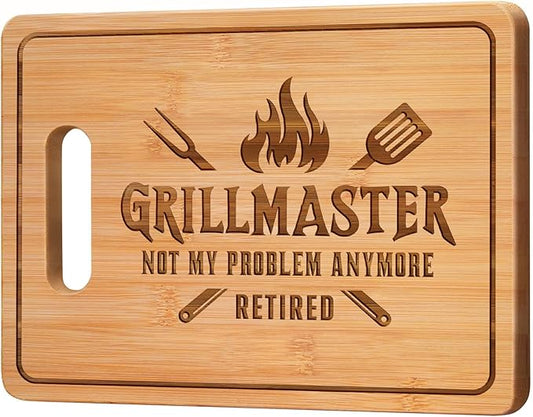 Retirement Gifts for Men, 11x8.5inch Engraved Bamboo Cutting Board, It's Not My Problem Anymore Board, Goodbye Farewell Gifts for Men Dad Grandpa Friends Coworkers