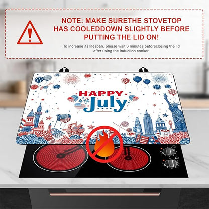 Patriotic Stove Top Cover, Heat Resistant Electric Stove Protector Mat, Large Diatomite Kitchen Counter Mat, Independence Day Decor American Flag Kitchen Accessory (happy july-2, 28x20 Inch)
