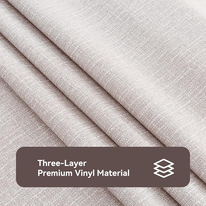 Romanstile 100% Waterproof PVC Tablecloth, Square Oil Spill Proof Stain Resistant Vinyl Table Cloth, Wipe Clean Plastic Table Covers for Kitchen/Dining/Parties - 54 x 54 Inch, Beige