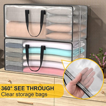 Heavy Duty Extra Large Clear Moving Bags with Strong Zipper Handles | 4 Pack Clothes Storage Bags Totes Space Saving Moving Boxes Bins Packing Bags for College Dorm Compatible with Ikea Frakta
