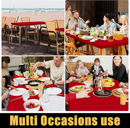 Smiry Rectangle Picnic Table Cloth, Waterproof Elastic Fitted Tablecloths for 4 Foot Tables, Washable Polyester Table Cover for Camping, Indoor and Outdoor (Red, 30"x48")