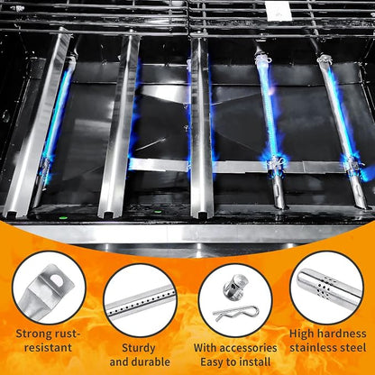 Grill Repair Kit for Char-Broil Performance 463448021 463365021; 4/5 Burner | Fits 463450022, 463451022, 463352521, 463366022; 15.5" heat plates, 15.3" burners, igniters; G325-0002-W1, G327-2100-W1
