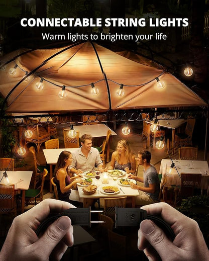 VIPAR Patio Lights, 50FT 27 G40 Bulbs Outdoor String Lights Waterproof for outside, Shatterproof Vintage Connectable LED Outdoor Lights for Patio, Backyard, Porch, Garden, Deck, Bistro, 2700K Dimmable