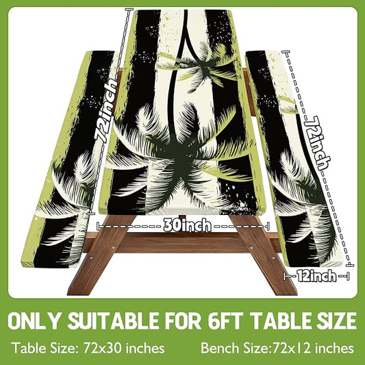 Picnic Table Cover with Bench Covers Tablecloth Glamping Essentials Gear Table Cloth Outdoor Summer Motorhome Cool Fun Unique Ideas Gifts for Camper Camping Lovers RV Owner Family Couple Men Male Dad