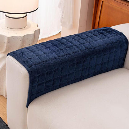 Velvet Couch Cover, Plush Sectional Sofa Cover Washable, Anti Slip Sofa Slipcover for Armrest & Backrest, Furniture Protector Covers for Pets & Kids(1PC,Navy Blue,28"×28")