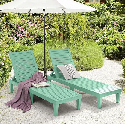 Nestl Sun Tanning Chair - Sage Green Chaise Lounge Chair Outdoor, Lightweight Pool Lounge Chairs Set of 2, Adjustable 5-Position Reclining Lawn Chair, Waterproof Beach Outdoor Lounge Chairs