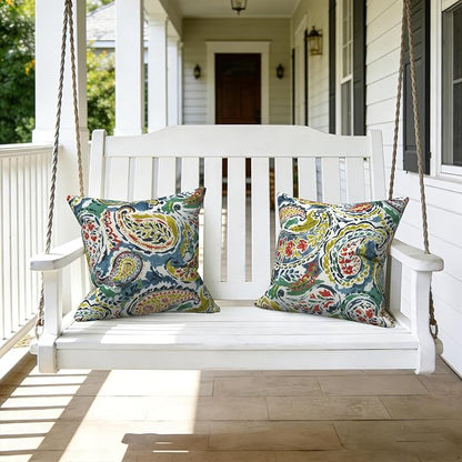 LVTXIII 2 Pack Outdoor Throw Pillow Covers for Patio Furniture, 16x16 Inch Square Pillow Case, Water-Repellent Cushion Covers for Garden, Porch, Sofa, Paradise Paisley