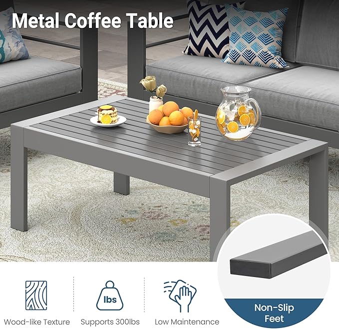 Wisteria Lane Metal Patio Furniture Sofa, All-Weather Outdoor Couch with Upgraded Cushions, Weather-Resistant Heavy Duty Modern Outdoor 2 Seats Sofa for Garden, Balcony, Deck, Backyard, Dark Grey
