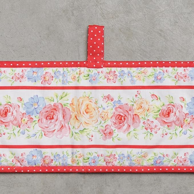 Maison d' Hermine Double Oven Mitts 100% Cotton 7"x35" Double Oven Mitt Heat Resistant BBQ Cooking Gloves with Loop Baking Grilling Kitchen Hotel Home Farmhouse Spring Summer (Vintage Floral)