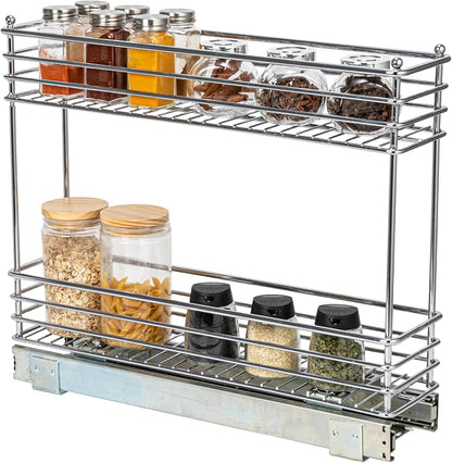 Household Essentials Chrome 2-Tier Sliding Cabinet Organizer, 5"