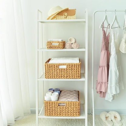 GRANNY SAYS Large Wicker Basket, Decorative Woven Basket for Storage, Wicker Basket with Handles, Waterproof Storage Basket for Shelves, 1-Pack