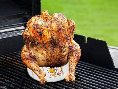 Onlyfire Ceramic Beer Can Chicken Holder, Ceramic Chicken Roaster Rack, Vertical Poultry Chicken Cooking BBQ Accessories Great for Grill, Oven or Smoker