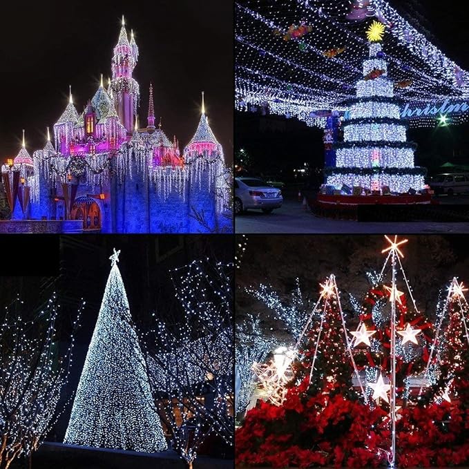 MZD8391 105FT 300LED Christmas Light, Waterproof Christmas Tree Light White | 100% UL List, 8 Light Mode,Timer & Memory, End To End Connect, Christmas String Light Oudoor Indoor, Christmas Fairy Light
