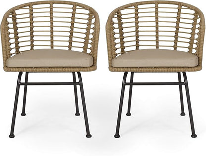 Christopher Knight Home Randy Outdoor Dining Chair Sets, Beige + Light Brown + Black