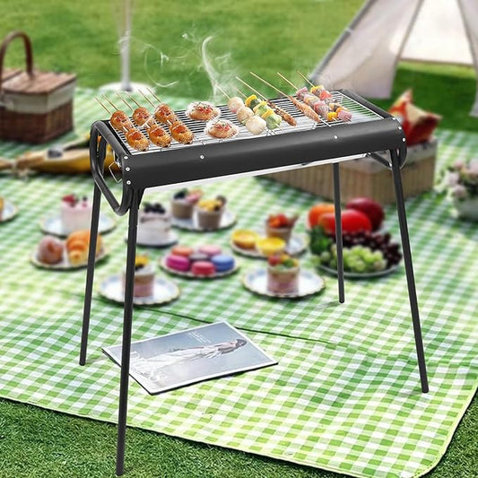 Portable Charcoal Grill, Chinese Portable BBQ Grill Outdoor Barbecue Grill with Removable Charcoal Tray, Grill Grids and Bag, for Camping Barbecue Kettle Travel Party Outdoor