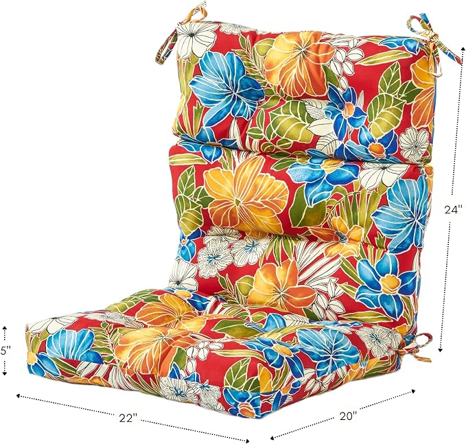Greendale Home Fashions Aloha Crimson 44'' x 22'' Outdoor High Back Chair Cushion