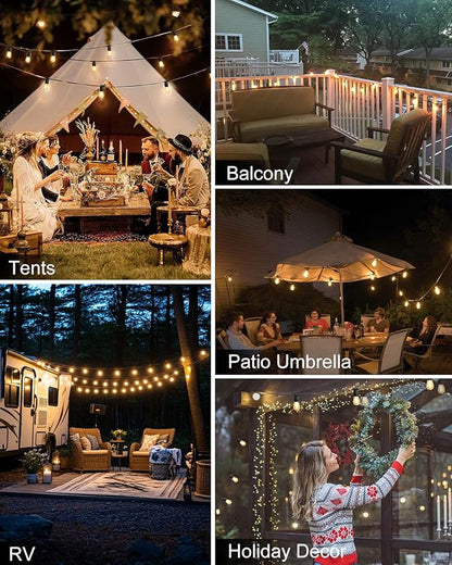 BRIMAX 24.6Ft USB Powered String Lights,10 LED Bulbs Waterproof & Shatterproof Outdoor Camping String Light Dimmable Brightness with Swith for Tents,Patio,Backyard and Holidays,2700K Warm White