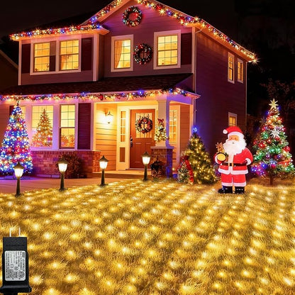 Pooqla Warm White Net Lights, 21x 5ft Christmas Lights Outdoor Clear Wire | 360 LED Large Net Mesh Lights Plug in, 8 Modes Waterproof Connectable Bushes Lights for Christmas Hedge Yard Decor