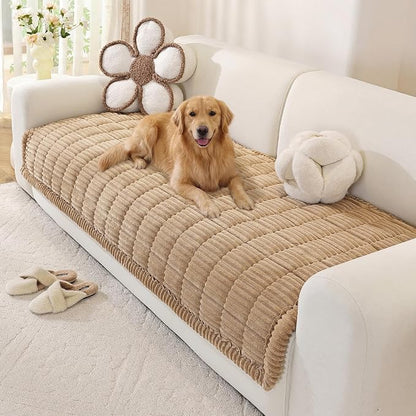 OstepDecor Couch Cover for Dogs, Washable Non Slip Sofa Cover for Pets | Soft Couch Covers for Sofa, Loveseat and Sectional, Furniture Protector Against Pet Hair & Dirt (35.4" x 47.2", Khaki)