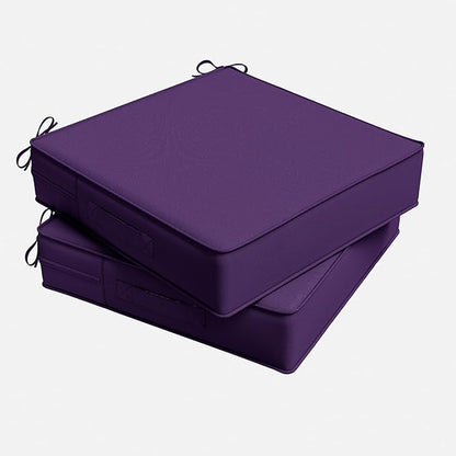Outdoor Chair Cushion 24 x 24 x 5 Inches Patio Furniture Outdoor Waterproof Seat Cushion, Patio Chair Cushion with Handles and Ties, Square Dining Chair Cushion Set of 2, Purple