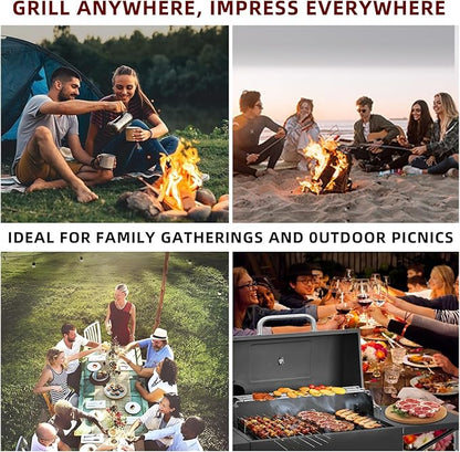 Charcoal Grills Outdoor BBQ Grill with 2 Side Table,Barbecue Grill Smoker with 343 Sq.in.Cooking Area for Outdoor Cooking Backyard Camping Picnics Beach by DNKMOR