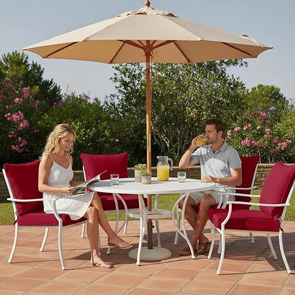 Summsun Outdoor Chair Cushions Set of 4, 22 x 22 Inch, Red | Double-Sided Water Resistant, Removable Cover, Back Pillow & Seat Cushion, Tie Straps, Fit for Patio, Garden, Sofa Couch
