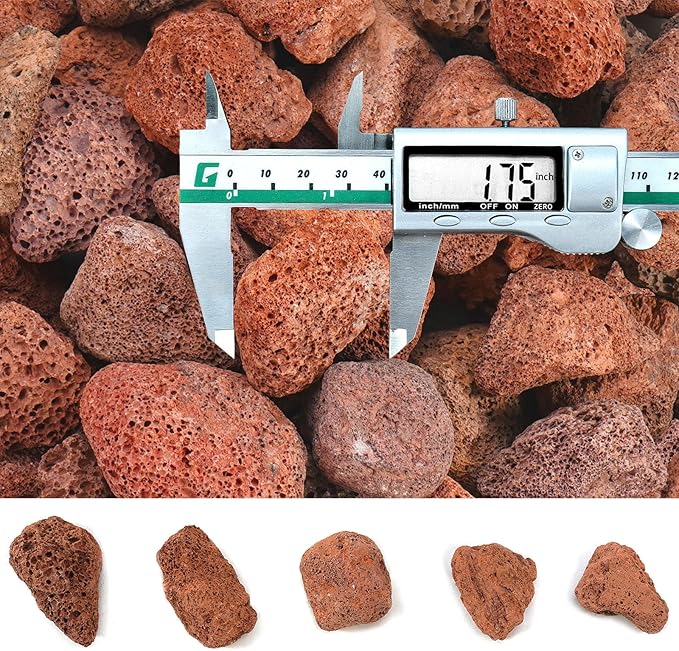 GasSaf 20 Pounds Red Lava Rocks for Fire Pit, Gas Fireplace, Gas Fire Tables, Gas Log Set, Fire Bowls, Decorative Landscaping Rocks for Indoor and Outdoor (1.2-2 Inch)