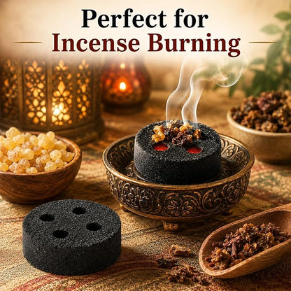 MAQIHAN 50MM Incense Charcoal Briquettes - 20PCS Charcoal Tablets Incense Burner Charcoal Burning Discs Resin Burner Grilling Quick Light Natural Charcoal Instant Fire Copal Bakhoor Coals Supplies