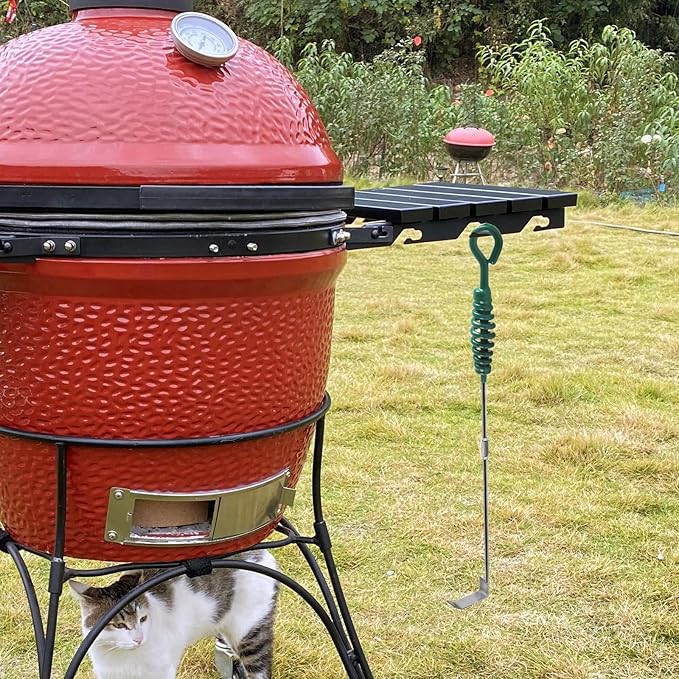 Vankey 18 Inch BBQ Ash Tool, kamado Joe Charcoal Smoker Wood Burning Stove ash Rake Grilling Accessories, Green Threaded Handle Charcoal Garden Tools Grill Cleaning Tools