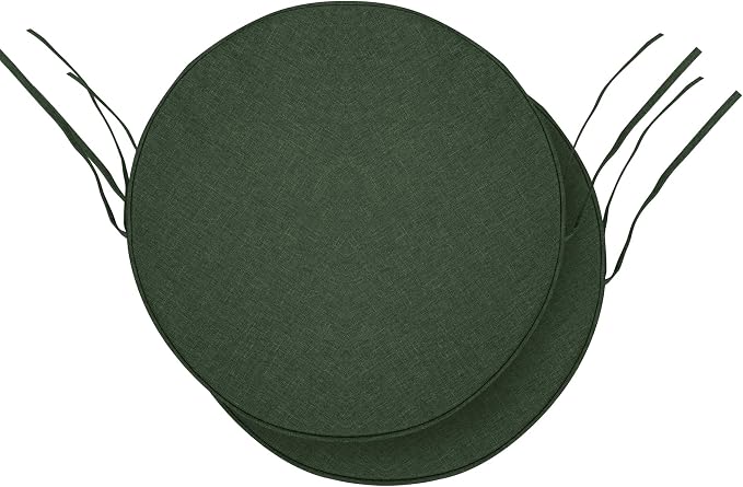 Outdoor Round Chair Cushions 15 Inch, Set of 4, Black | Fade-Resistant, Water-Resistant, Bistro Chair Seat Pads for Porch Garden Balcony Patio Furniture Stools, Non-Slip Bottom