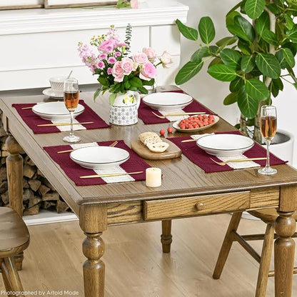 Artoid Mode Red Farmhouse Rustic Placemats Set of 4,12x18 Inch Seasonal Hollow Table Mats Party Kitchen Dining Decoration