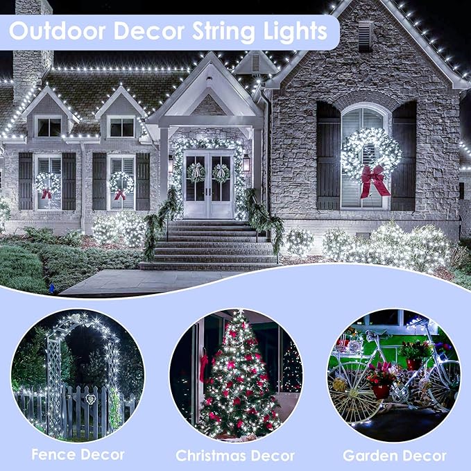 66FT 200 LED Fairy Lights with Remote, Plug in Twinkle Light Outdoor Indoor | 8 Modes, Timer, Dimmable, Memory Function, Waterproof Cool White String Lights for Bedroom Garden Party Christmas Decor