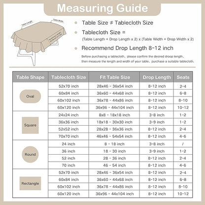 Wolkemer Oval Tablecloth 60 x 102 Inch Washable Fabric Table Cloth | Oval Table Cloth, Solid Ivory Cloth Tablecloth, Oval Table Cover for Dining Wedding Party Banquet Tabletop Decoration