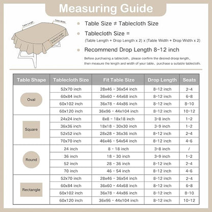 Wolkemer Large Oval Tablecloth 60 x 120 Inch Washable Fabric Table Cloth Solid Red Table Cover for Dining Wedding Party Banquet Tabletop Decoration