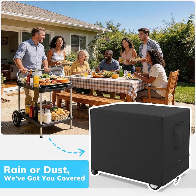 Outdoor Prep Table Cover, Waterproof Outdoor Dining Cart Cover, Heavy Duty Oxford Fabric for Outdoor Storage Cabinet and Utility Cart, 40"L×24"D×35"H, Black