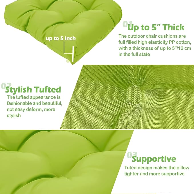 MTMR 2Pcs Outdoor Chair Cushions, Patio Furniture Seat Pads, Waterproof | 2Pcs , waterproof cover, PP cotton, u-shaped, no-fading, thick patio seat pads for outdoor wicker furniture in yard, 19x19x4