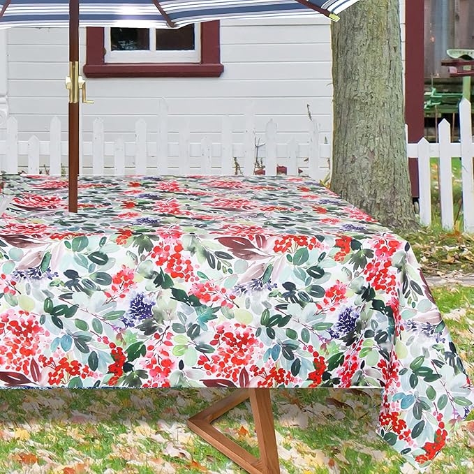 EHouseHome Outdoor Indoor 60x84 inch Round Tablecloth with Umbrella Hole and Zipper, Waterproof Zippered Patio Table Cloths, Spring/Summer Table Covers for Backyard Circular Table/BBQs/Picnic