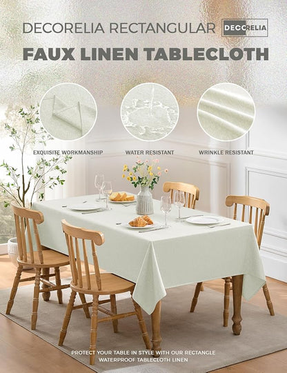 Decorelia Extra Long Rectangle Linen Farmhouse Tablecloth for 10ft Table,Dirty-repel Easy to Clean Banquet Burlap Tablecloths for Dining& Kitchen Table(Oblong, 60 x 144 Inch (12-14 Seats), Light Grey)