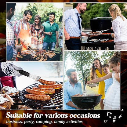 Jingmore 2 Pcs Guitar Gifts for Dad Men Father's Day Grill BBQ Guitar Gift Spatula Tong Fork Heavy Duty Stainless Steel Barbecue Utensils Grilling Accessories Set for Music Lover Enthusiast Birthday