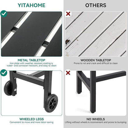 YITAHOME 55" Outdoor Bar Table | Rectangle Narrow Counter Height Table, Ideal Bar Height Table for Balcony, Patio, Garden, Yard, Poolside, Black
