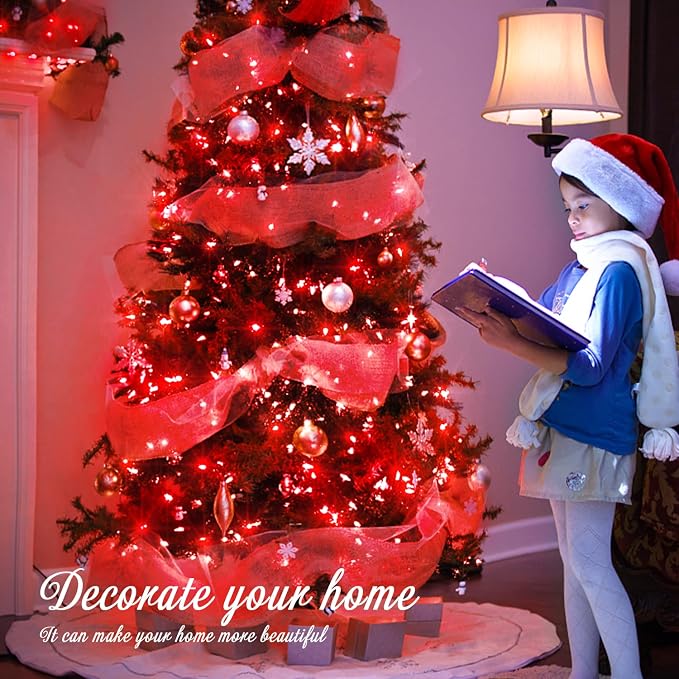 JMEXSUSS 33ft 100 LED Red Battery Operated Lights with Remote, Valentine Lights Battery Operated, Christmas String Light Indoor Outdoor for Valentine's Day Tree House Yard Xmas Decor (Pack of 2)